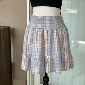 Chic Blue and Cream Plaid Y2K Mini Skirt